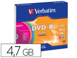 5 DVD-R Verbatim 4.7GB 16x 120 minutos caja slim